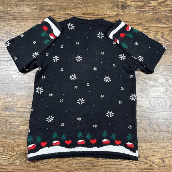 Vintage NutCracker Christmas Sweater Womens Medium Black Holiday Teddy Bear 90s - Picture 8 of 8